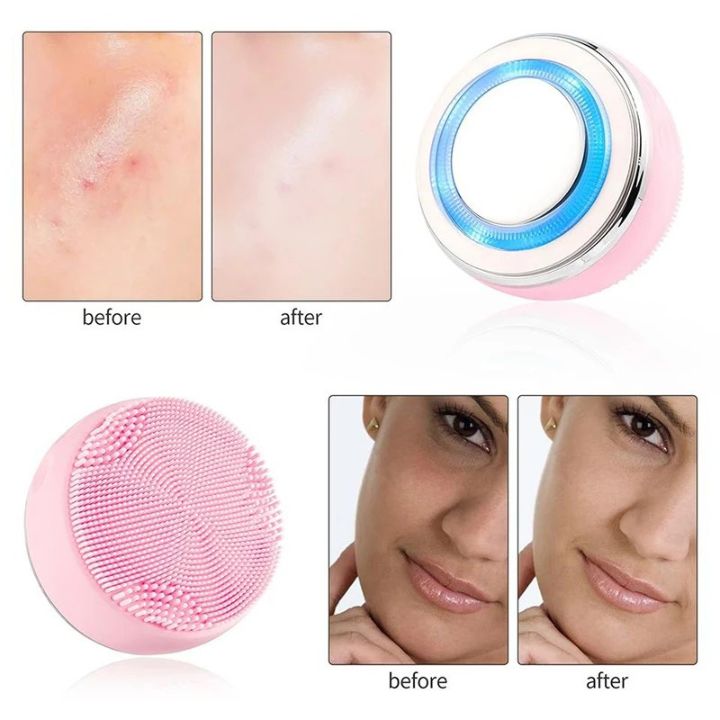 2-in-1 LED Heated Silicone Face Brush - Face Masks